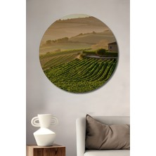 Toskana Bağ Evi Yağlı Boya Görünümlü Dekoratif Ahşap Ev/işyeri/ofis Yuvarlak Tablo