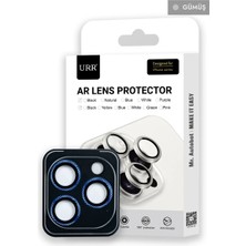 Urr iPhone 15 Pro Max Rhomb Snakeskin Ar Kamera Lens Koruyucu - Gümüş