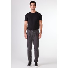 Antrasit Bağcıklı Pileli Jogger Erkek Pantolon