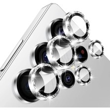 (Kaliteyi Bozmaz) Samsung Galaxy S25 Ultra Taşlı Kamera Koruyucu Lens Camı Elmas Parlak Işıltılı Tamperli