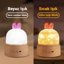 S01 Tavşan Şekilli LED Gece Lambası Projektör | Uzaktan Kumandalı, Renk Değiştiren, Bluetooth Müzikli, Şarjlı ve Taşınabilir