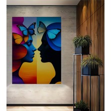 Kelebek Rüyası Yağlı Boya Görünümlü Dekoratif Ahşap Ev/işyeri/ofis Kare Tablo