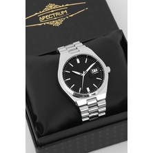 Spectrum Premium Gümüş Renk Çelik Kordon Takvimli Erkek Kol Saati Özel Kutulu