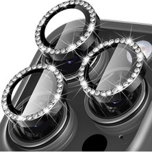 (Kaliteyi Bozmaz) iPhone 15 Pro Max / 15 Pro Uyumlu Taşlı Siyah Kamera Lens Koruyucu