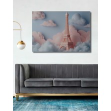 Pembe Rüyalar Içinde Eyfel Kulesi Dekoratif Ahşap Ev/işyeri/ofis Kare Tablo
