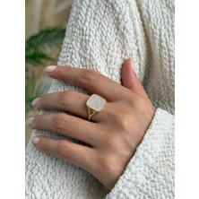 Kare 14 Ayar Taşlı 14 Ayar Altın Yüzük