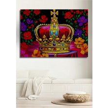 Kraliyet Tacı Çiçek Bahçesi Yağlı Boya Görünümlü Dekoratif Ahşap Ev/işyeri/ofis Kare Tablo