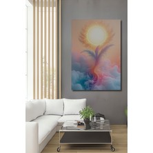 Tüyden Güneş Pastel Boya Görünümlü Dekoratif Ahşap Ev/işyeri/ofis Kare Tablo