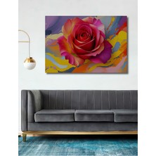 Modern Sanat Dokunuşlu Göz Alıcı Gül Yağlı Boya Görünümlü Dekoratif Ahşap Ev/işyeri/ofis Kare Tablo