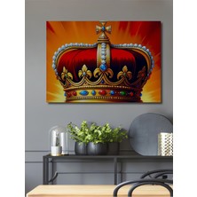 Muhteşem Kraliyet Tacı Yağlı Boya Görünümlü Dekoratif Ahşap Ev/işyeri/ofis Kare Tablo