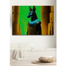 Anubis Neon Işıltısı Dijital Sanat Dekoratif Ahşap Ev/işyeri/ofis Kare Tablo