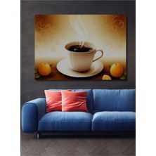 Buharlı Kahve ve Turuncu Yağlı Boya Görünümlü Dekoratif Ahşap Ev/işyeri/ofis Kare Tablo