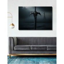 Karanlık Çağların Büyülü Kılıcı Yağlı Boya Görünümlü Dekoratif Ahşap Ev/işyeri/ofis Kare Tablo