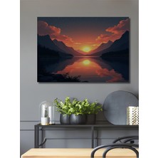 Güneşin Büyülü Yansıması Yağlı Boya Görünümlü Dekoratif Ahşap Ev/işyeri/ofis Kare Tablo