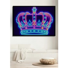 Çerçeve Görünümlü Neon Işıklı Kraliyet Tacı Dekoratif Ahşap Ev/işyeri/ofis Kare Tablo