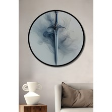 Çerçeve Görünümlü Efsanevi Kılıç Dumanlı Dijital Sanat Dekoratif Ahşap Işyeri/ofis Yuvarlak Tablo