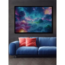Çerçeve Görünümlü Rüya Gezegenler Pastel Boya Görünümlü Dekoratif Ahşap Dekoratif Ofis Kare Tablo