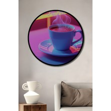 Çerçeve Görünümlü Neon Işıltılı Kahve Keyfi Dekoratif Ahşap Ev/işyeri/ofis Yuvarlak Tablo