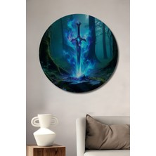 Efsanevi Orman Kılıcı Dekoratif Ahşap Ev/işyeri/ofis Yuvarlak Tablo