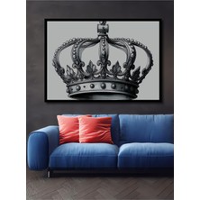 Çerçeve Görünümlü Majestik Taç Kara Kalem Görünümlü Dekoratif Ahşap Ev/işyeri/ofis Kare Tablo