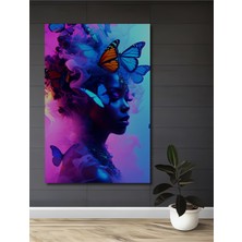 Neon Işıltılı Kelebek Dansı Yağlı Boya Görünümlü Dekoratif Ahşap Ev/işyeri/ofis Kare Tablo