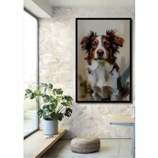 Çerçeve Görünümlü Sevimli Köpek Yağlı Boya Görünümlü Dekoratif Ahşap Ev/işyeri/ofis Kare Tablo