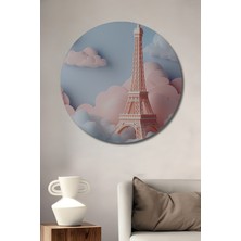 Pembe Rüyalar Içinde Eyfel Kulesi Dekoratif Ahşap Ev/işyeri/ofis Yuvarlak Tablo