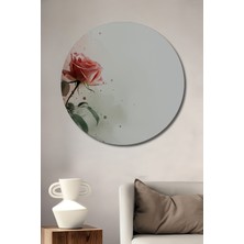 Pembe Gül Sulu Boya Görünümlü Dekoratif Ahşap Ev/işyeri/ofis Yuvarlak Tablo