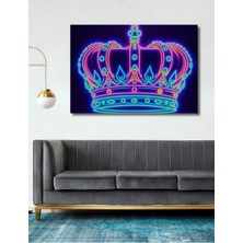 Neon Işıklı Kraliyet Tacı Dekoratif Ahşap Ev/işyeri/ofis Kare Tablo