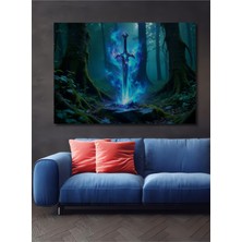 Efsanevi Orman Kılıcı Dekoratif Ahşap Ev/işyeri/ofis Kare Tablo