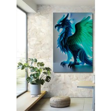 Efsanevi Grifon Kuşu Neon Işıltısı Dekoratif Ahşap Ev/işyeri/ofis Kare Tablo