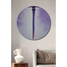 Eflatun Işık Kılıcı Sulu Boya Görünümlü Dekoratif Ahşap Ev/işyeri/ofis Yuvarlak Tablo