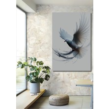 Uçan Beyaz Güvercin Sulu Boya Görünümlü Ev/işyeri/ofis Dekoratif Ahşap Kare Tablo