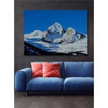 Buzul Dağı Yağlı Boya Görünümlü Dekoratif Ahşap Ev/işyeri/ofis Kare Tablo
