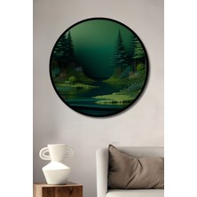 Çerçeve Görünümlü Yeşil Rüyalar Yağlı Boya Görünümlü Dekoratif Ahşap Ev/işyeri/ofis Yuvarlak Tablo