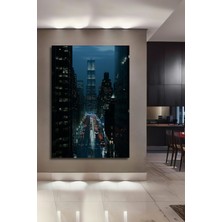 Gökyüzü Delen Gökdelenler Yağlı Boya Görünümlü Dekoratif Ahşap Ev/işyeri/ofis Kare Tablo