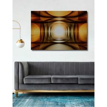 Altın Geometrik Tünel Soyut Sanat Yağlı Boya Görünümlü Dekoratif Ahşap Ev/işyeri/ofis Kare Tablo