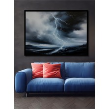 Çerçeve Görünümlü Fırtına Anı Yağlı Boya Görünümlü Dekoratif Ahşap Ev/işyeri/ofis Kare Tablo