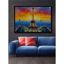 Çerçeve Görünümlü Eşsiz Eyfel Kulesi Yağlı Boya Görünümlü Dekoratif Ahşap Ev/işyeri/ofis Kare Tablo