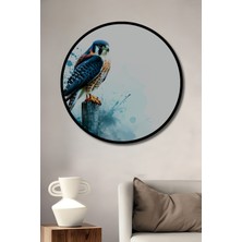 Çerçeve Görünümlü Sulu Boya Görünümlü Şahin Kuşu Dekoratif Ahşap Ev/işyeri/ofis Yuvarlak Tablo