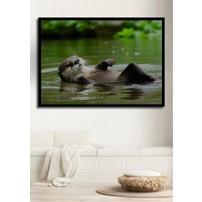 Çerçeve Görünümlü Rahat Su Samuru Yağlı Boya Görünümlü Dekoratif Ahşap Ev/işyeri/ofis Kare Tablo