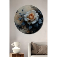 Romantik Gül Yağlı Boya Görünümlü Dekoratif Ahşap Ev/işyeri/ofis Yuvarlak Tablo