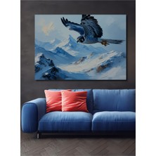 Yağlı Boya Görünümlü Şahin Uçuşu Dekoratif Ahşap Ev/işyeri/ofis Kare Tablo