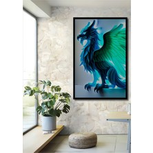 Çerçeve Görünümlü Efsanevi Grifon Kuşu Neon Işıltısı Dekoratif Ahşap Ev/işyeri/ofis Kare Tablo