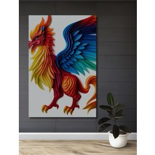 Kağıt Sanatı Görünümlü Griffin Efsanevi Kuş Ev/işyeri/ofis Dekoratif Ahşap Kare Tablo