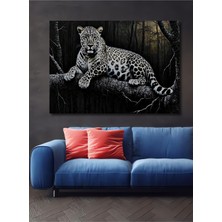 Orman Esintili Leopar Yağlı Boya Görünümlü Dekoratif Ahşap Ev/işyeri/ofis Kare Tablo