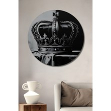 Siyah Beyaz Kraliyet Tacı Yağlı Boya Görünümlü Dekoratif Ahşap Ev/işyeri/ofis Yuvarlak Tablo