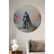 Zırhlı Şövalye Pastel Dağlar Dekoratif Ahşap Dekoratif Ev/işyeri/ofis Yuvarlak Tablo