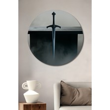 Efsanevi Kılıç Dekoratif Ahşap Görünümlü Ev/işyeri/ofis Yuvarlak Tablo