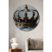 Kar Kraliçesi Tacı Yağlı Boya Görünümlü Dekoratif Ahşap Ev/işyeri/ofis Yuvarlak Tablo